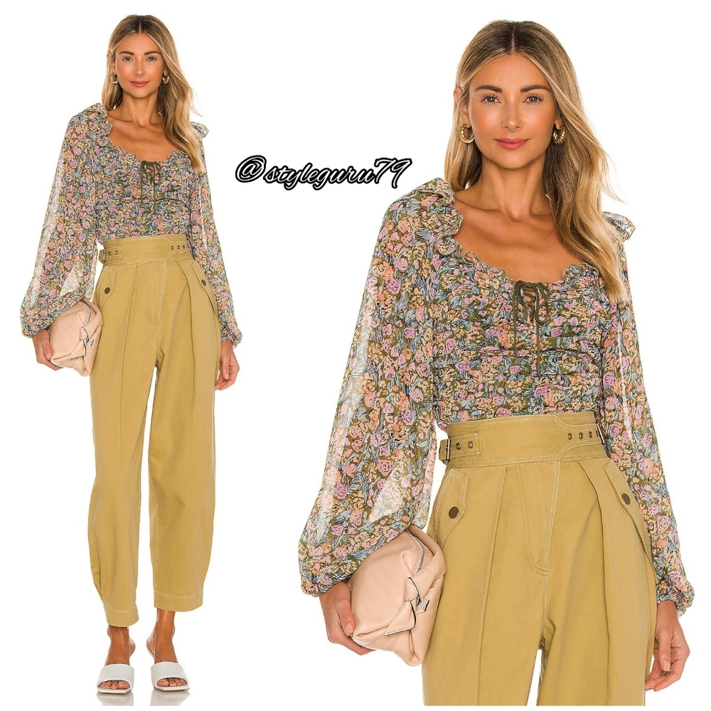 NWT, Free People, Mabel Print Blouse